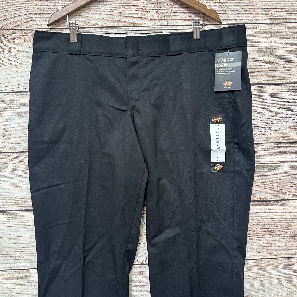 Dickies Women's 774 Work Uniform Pants Black 18P Low Rise Straight Leg - Picture 3 of 11